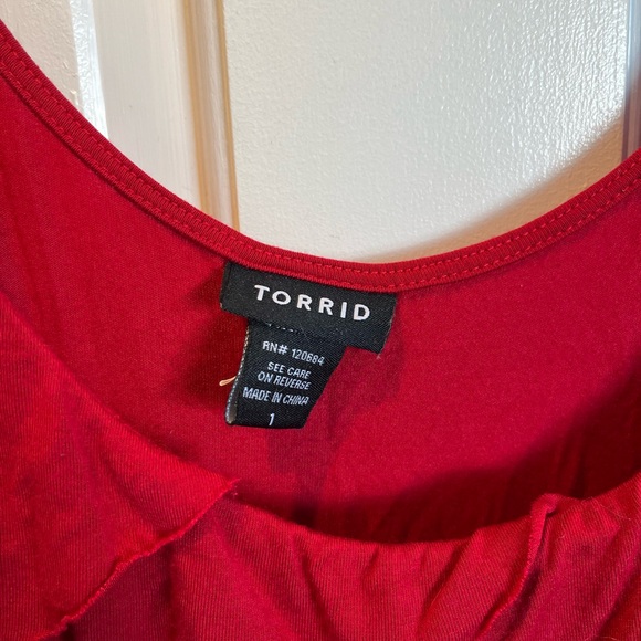 Torrid Red Ruched Tiered Tank Top - Picture 3 of 4